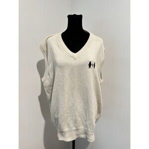 LYLE & SCOTT Vintage Cream Argyle V-Neck Cotton Sweater Vest NWT Men’s L